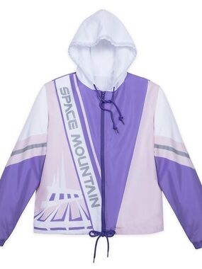 Disney Space Mountain Windbreaker Jacket Purple Pink Hooded XS